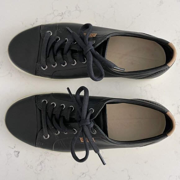 Ecco Soft 7 Lo Cut Lace Up Leather Sneakers Black Sz 41EU/7US - Picture 4 of 12